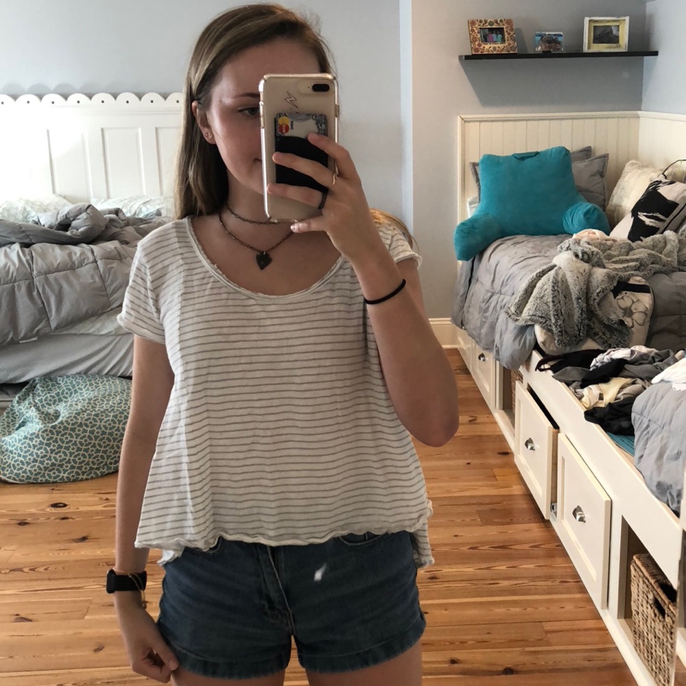 White grey striped shirt